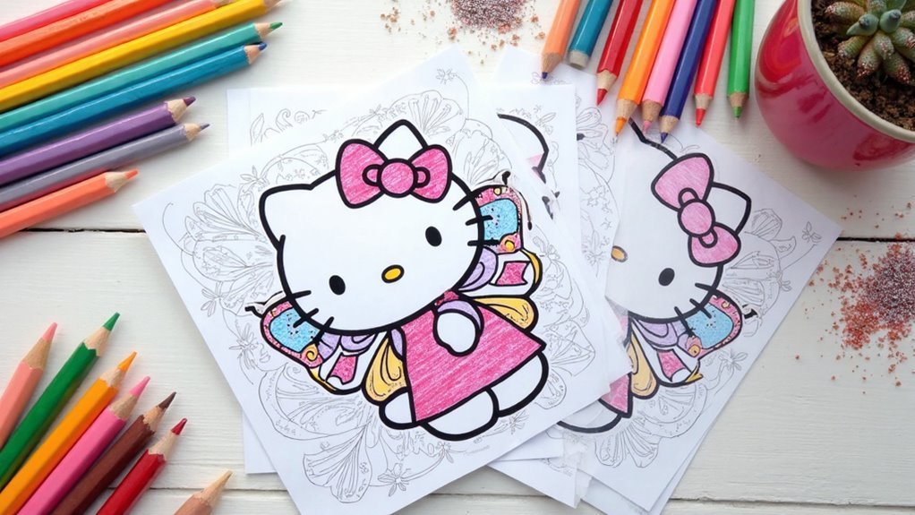 hello kitty butterfly coloring pages